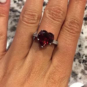 Red heart shaped stone ring